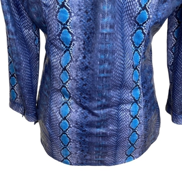 Vintage Y2K Vertigo Paris Snakeskin Reptile Print Button-down Snap Closure Blue - Picture 8 of 15
